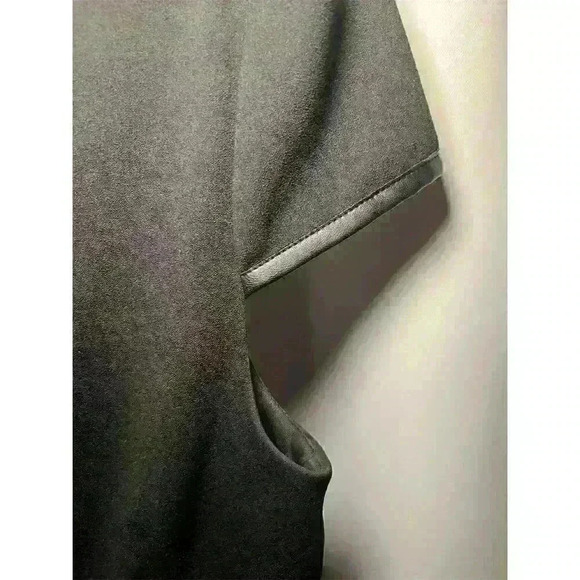 Betsey Johnson Women's Black Sheath Dress Faux Leather Trim Size 12 Knee Length - Picture 5 of 12